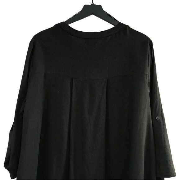 City Chic Linen Safari Button Down Top Blouse - Picture 5 of 12